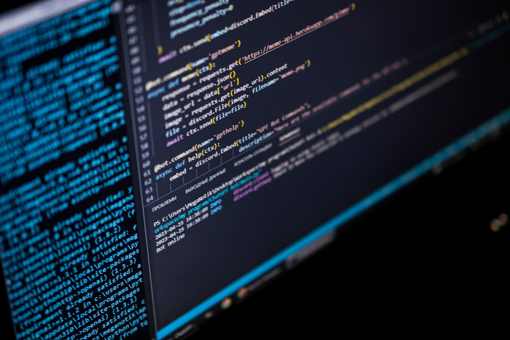 Código de un sistema en una pantalla